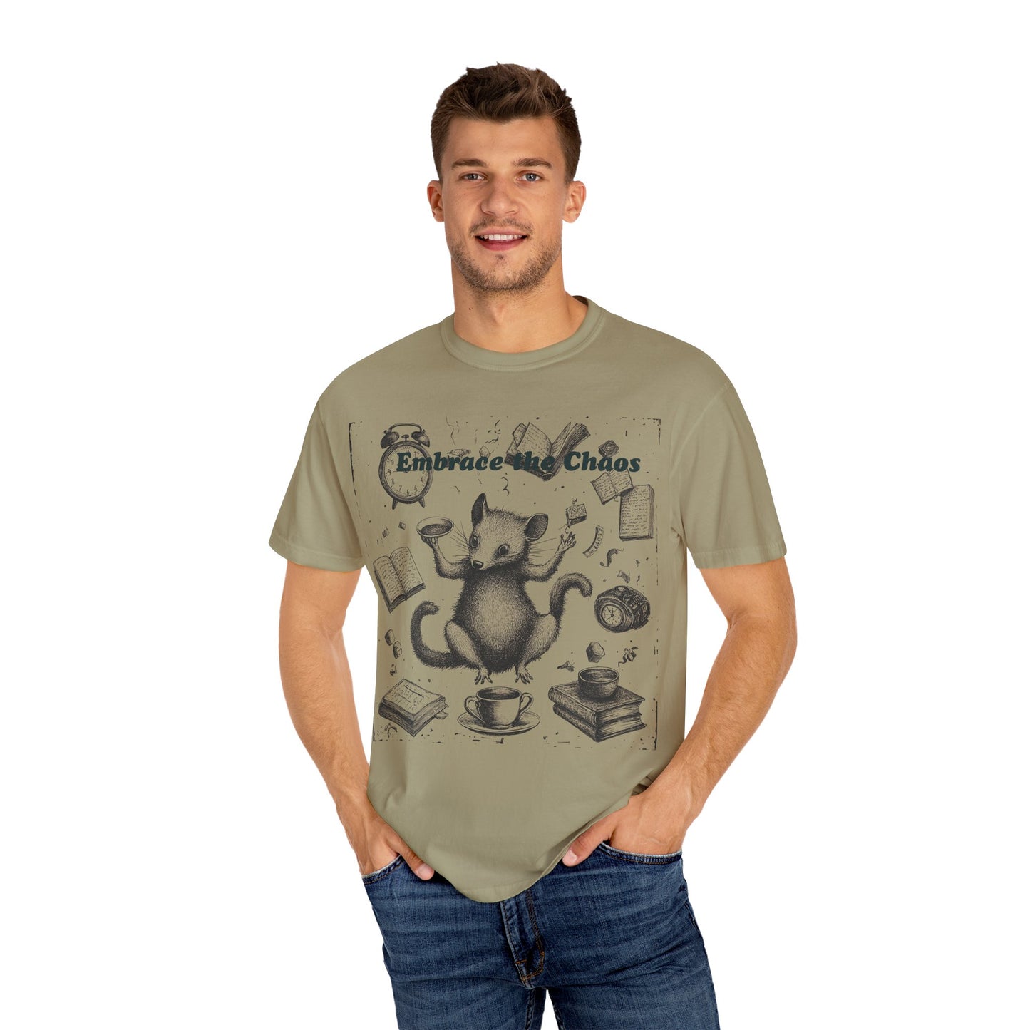 Embrace the Chaos Possum Tee – Comfort Colors Graphic T-Shirt | Whimsical Chaos Creature Shirt | Cozy Relaxed Fit Daily Tee