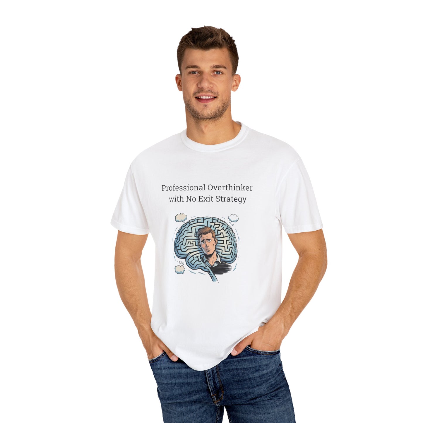 Professional Overthinker No Exit Strategy ADHD T Shirt Funny Brain Maze Design Comfort Colors Tee for Neurodivergent Adults