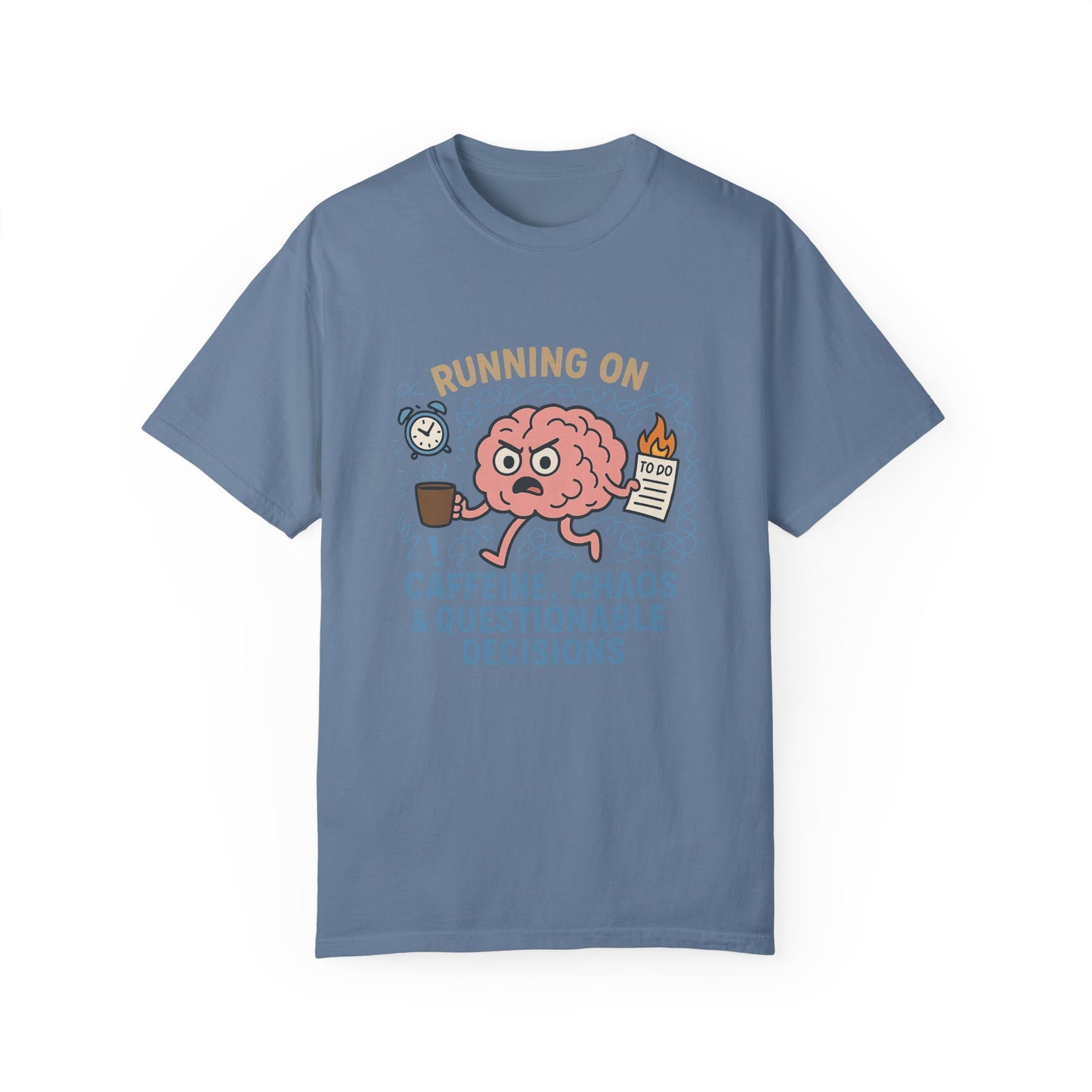 Funny Brain T Shirt Comfort Colors Caffeine Chaos Graphic Tee Mental Health Gift Work From Home Overstimulated Humor Unisex Shirt