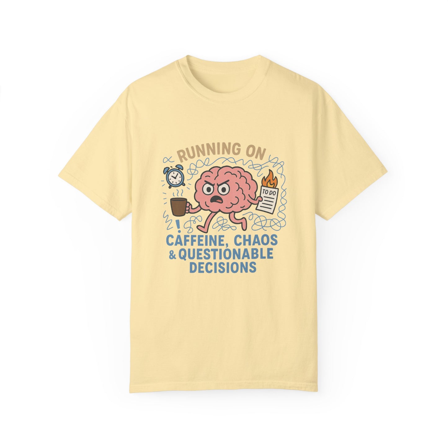 Funny Brain T Shirt Comfort Colors Caffeine Chaos Graphic Tee Mental Health Gift Work From Home Overstimulated Humor Unisex Shirt