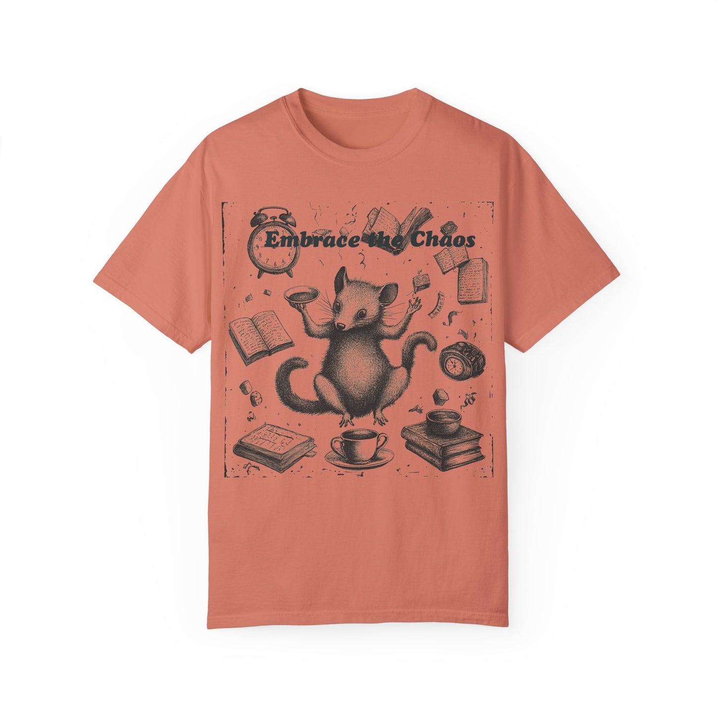 Embrace the Chaos Possum Tee – Comfort Colors Graphic T-Shirt | Whimsical Chaos Creature Shirt | Cozy Relaxed Fit Daily Tee