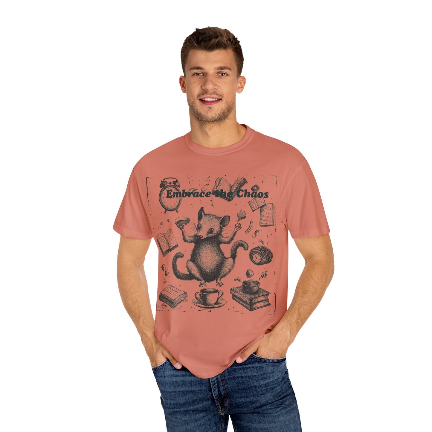 Embrace the Chaos Possum Tee – Comfort Colors Graphic T-Shirt | Whimsical Chaos Creature Shirt | Cozy Relaxed Fit Daily Tee