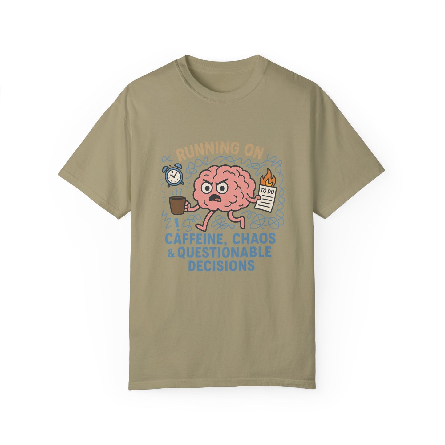 Funny Brain T Shirt Comfort Colors Caffeine Chaos Graphic Tee Mental Health Gift Work From Home Overstimulated Humor Unisex Shirt