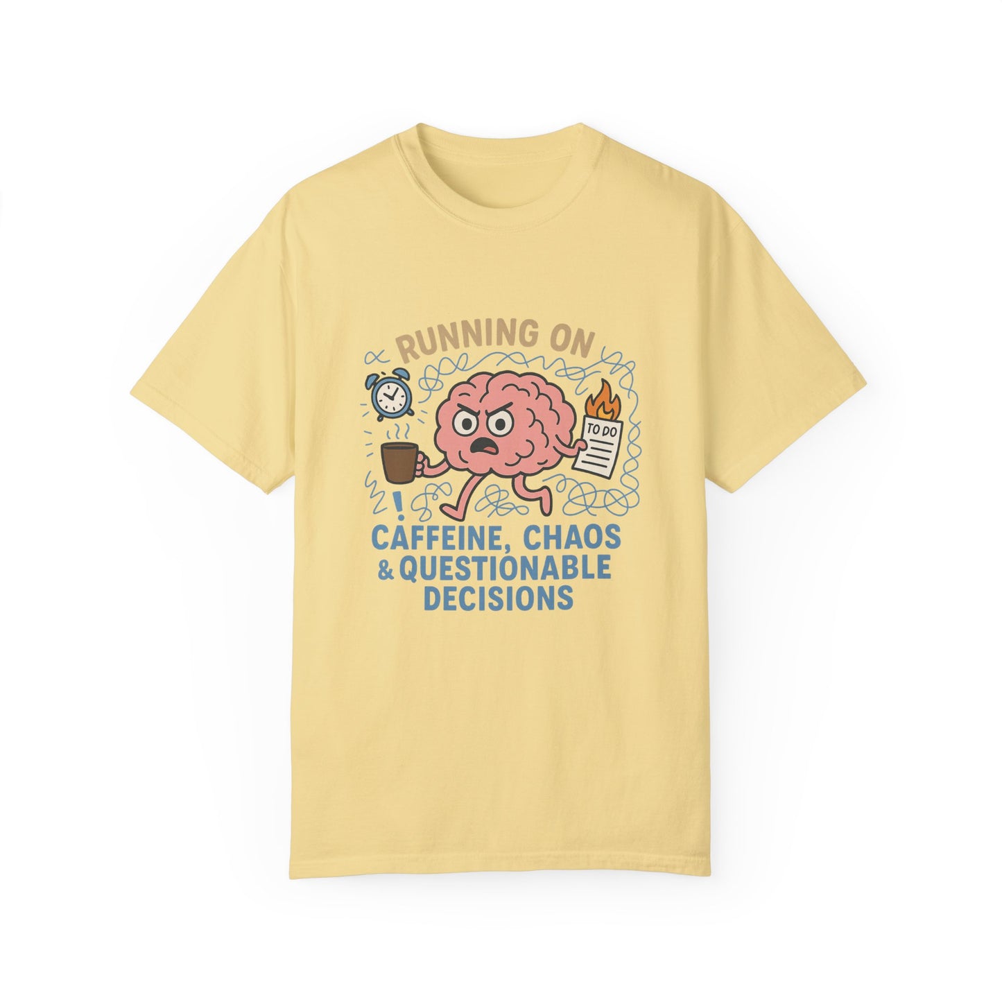 Funny Brain T Shirt Comfort Colors Caffeine Chaos Graphic Tee Mental Health Gift Work From Home Overstimulated Humor Unisex Shirt
