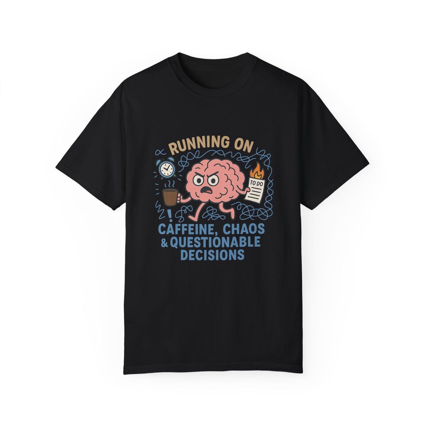 Funny Brain T Shirt Comfort Colors Caffeine Chaos Graphic Tee Mental Health Gift Work From Home Overstimulated Humor Unisex Shirt