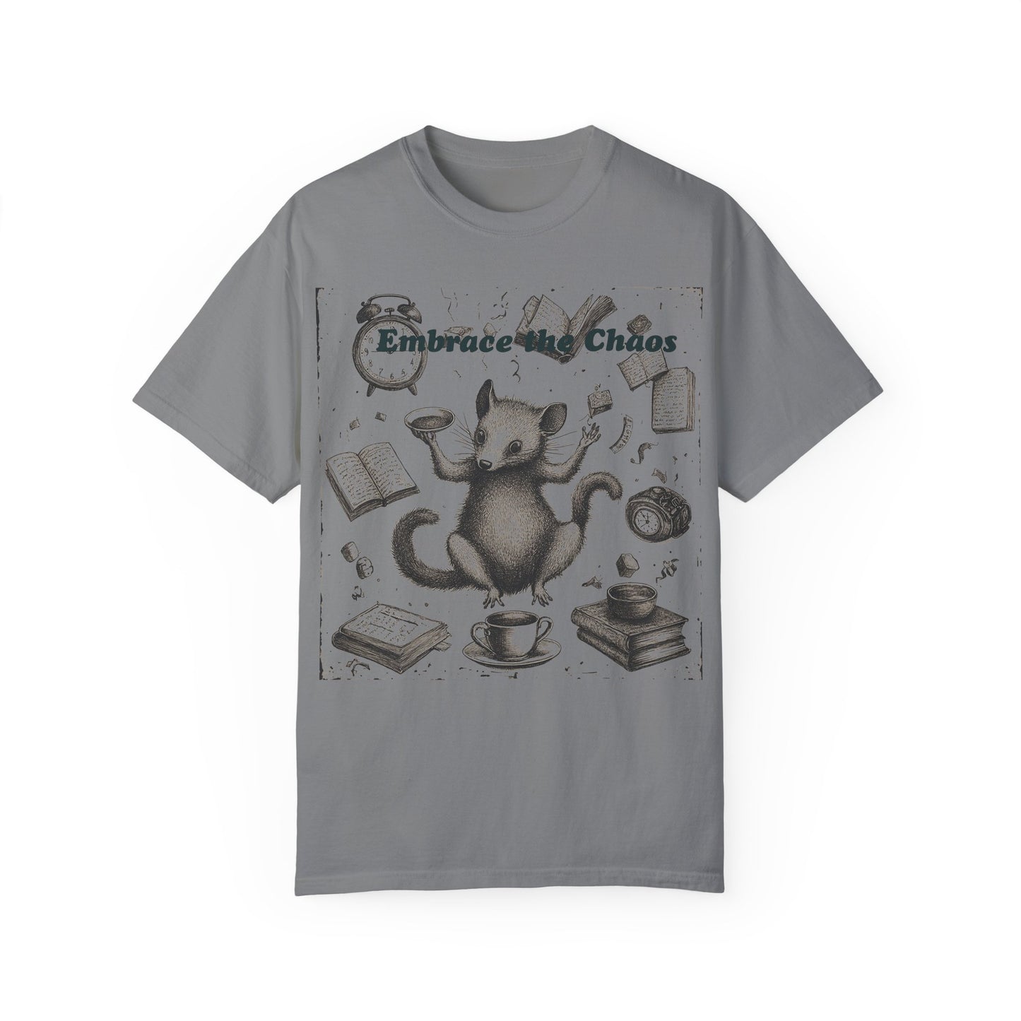 Embrace the Chaos Possum Tee – Comfort Colors Graphic T-Shirt | Whimsical Chaos Creature Shirt | Cozy Relaxed Fit Daily Tee