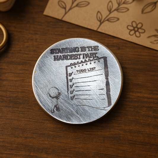 Neurodivergent Pride Stainless Steel Coin – “Starting is the hardest part” Pocket Token