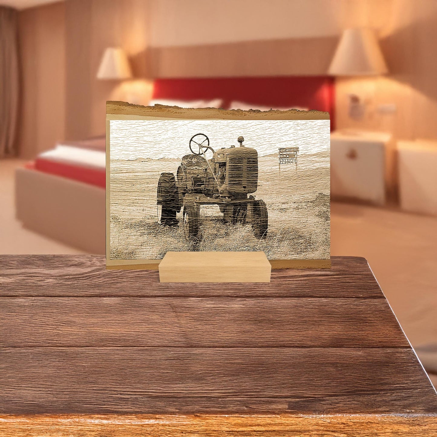 Rural landscape art rural America art farmer ornament landscape wall art Wood slice engraved photo wood burned wood photo personal photo