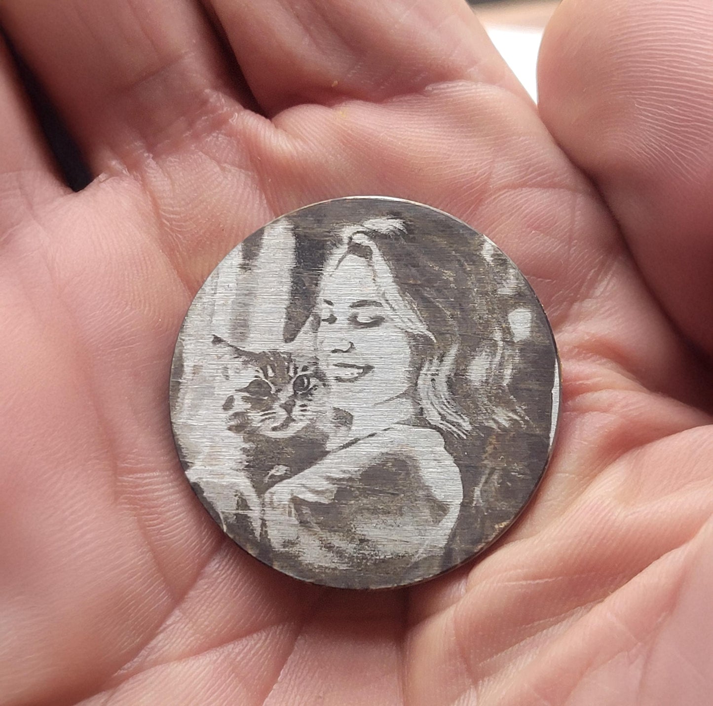 Custom Cat Portrait Coin Personalized Pet Photo Engraved Gift Home Is Where the Cat Is Quote Stainless Steel Pocket Keepsake Memorial Token