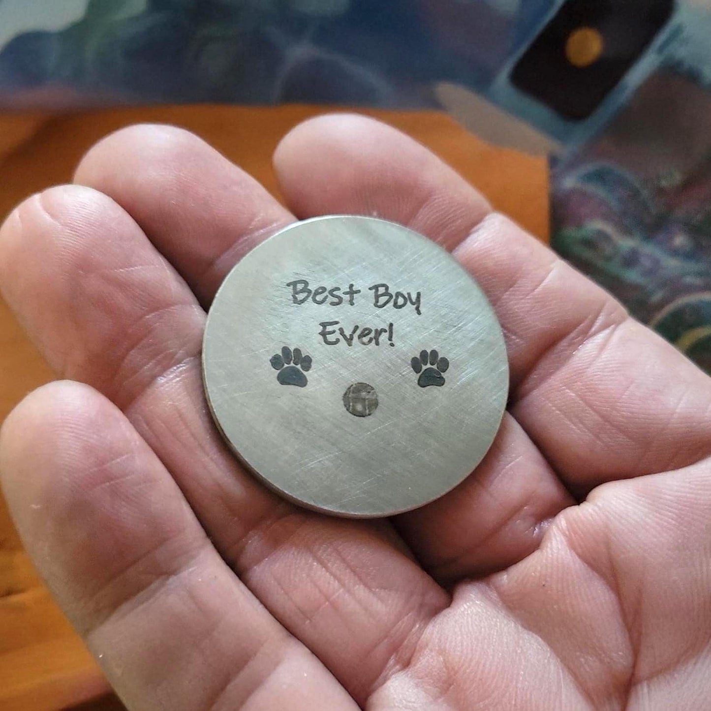 Custom Dog Portrait Coin Personalized Pet Memorial Gift Best Boy Ever Token Engraved Stainless Steel Keepsake for Dog Lovers and Owners