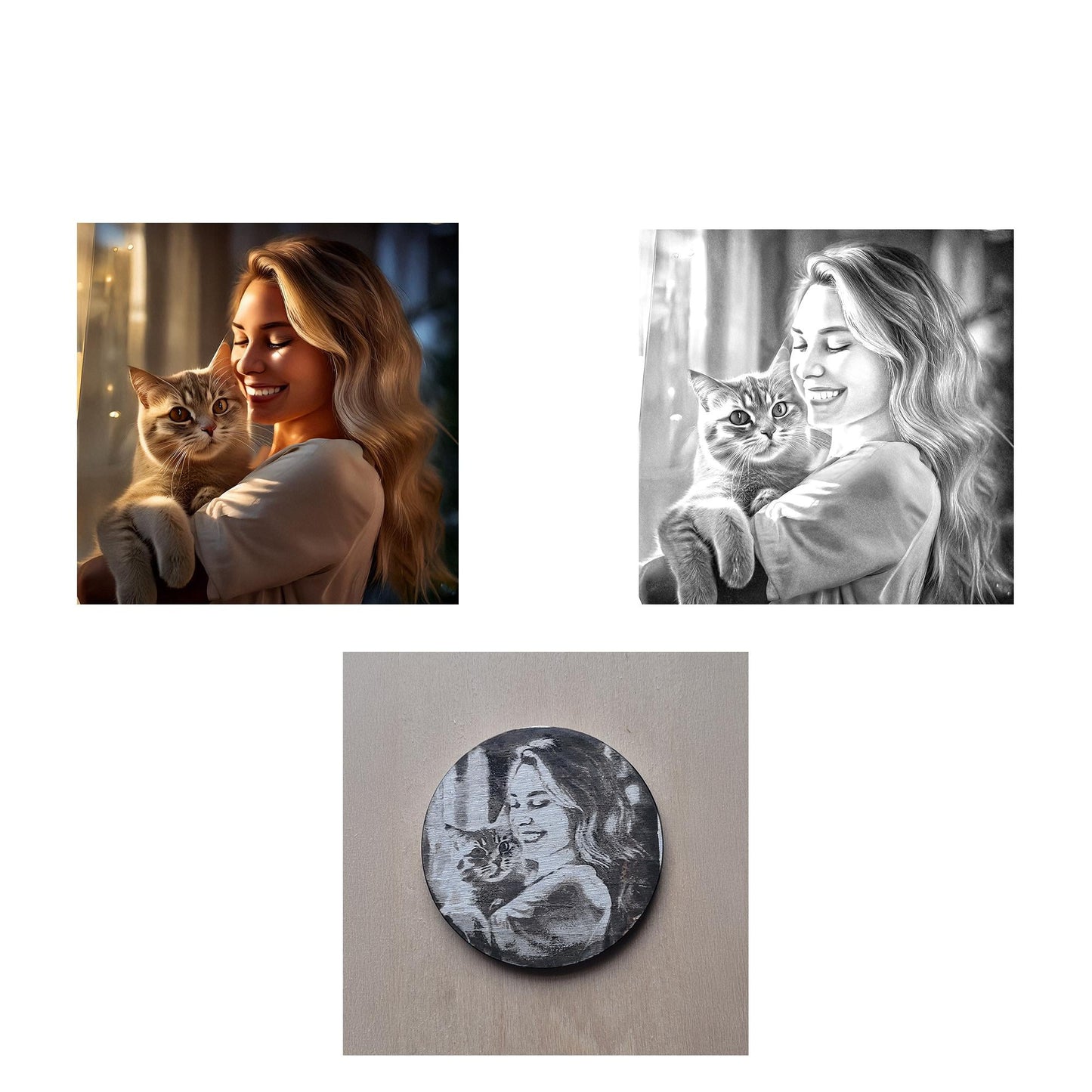 Custom Cat Portrait Coin Personalized Pet Photo Engraved Gift Home Is Where the Cat Is Quote Stainless Steel Pocket Keepsake Memorial Token