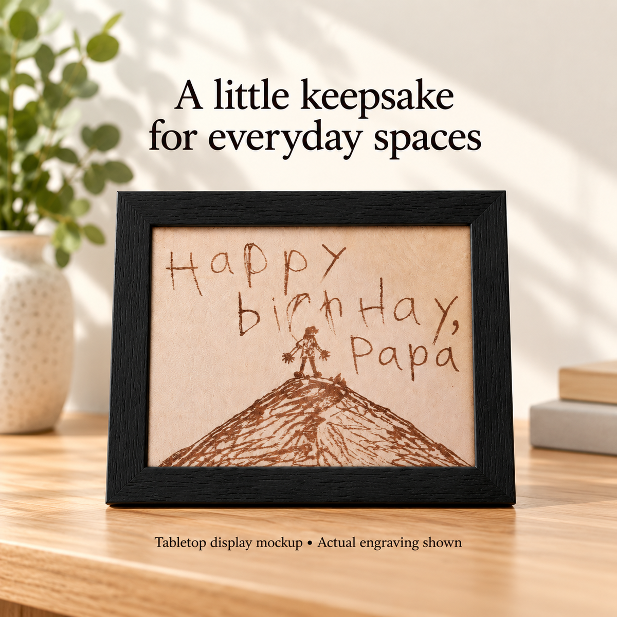 Personalized Framed Leather Keepsake – Your Handwriting or Drawing