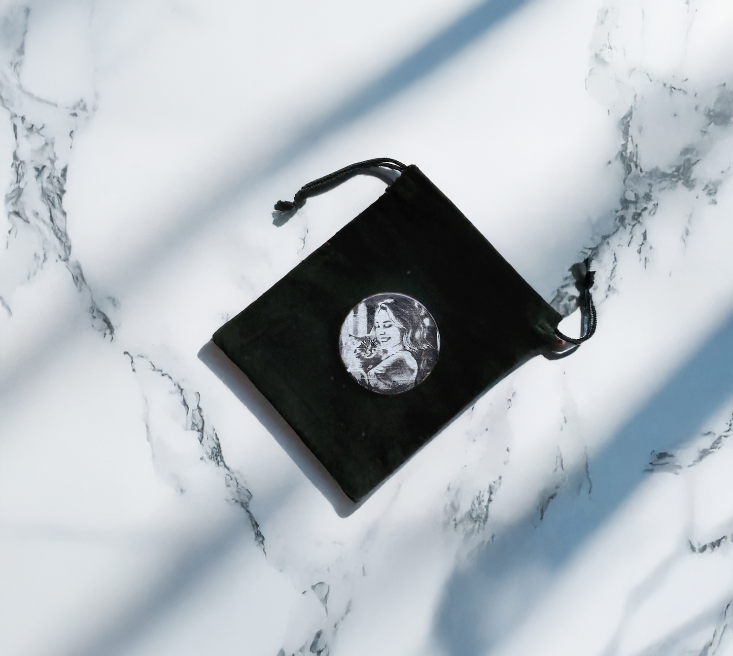 Custom Cat Portrait Coin Personalized Pet Photo Engraved Gift Home Is Where the Cat Is Quote Stainless Steel Pocket Keepsake Memorial Token