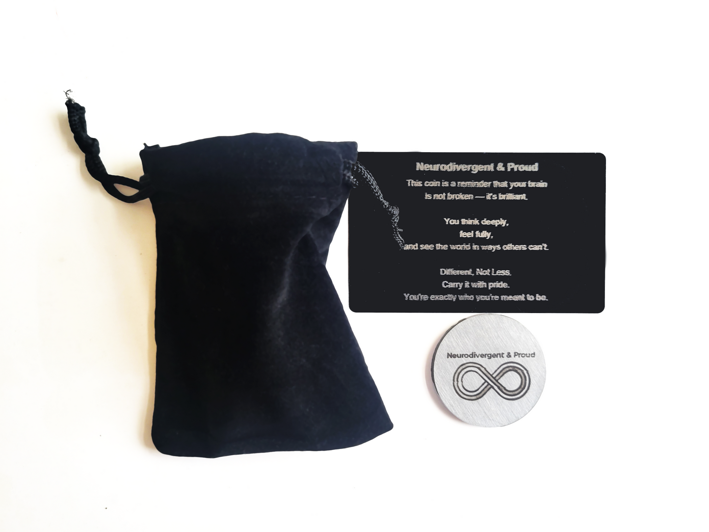 Neurodivergent Pride Stainless Steel Coin – “Different, Not Less” Pocket Token