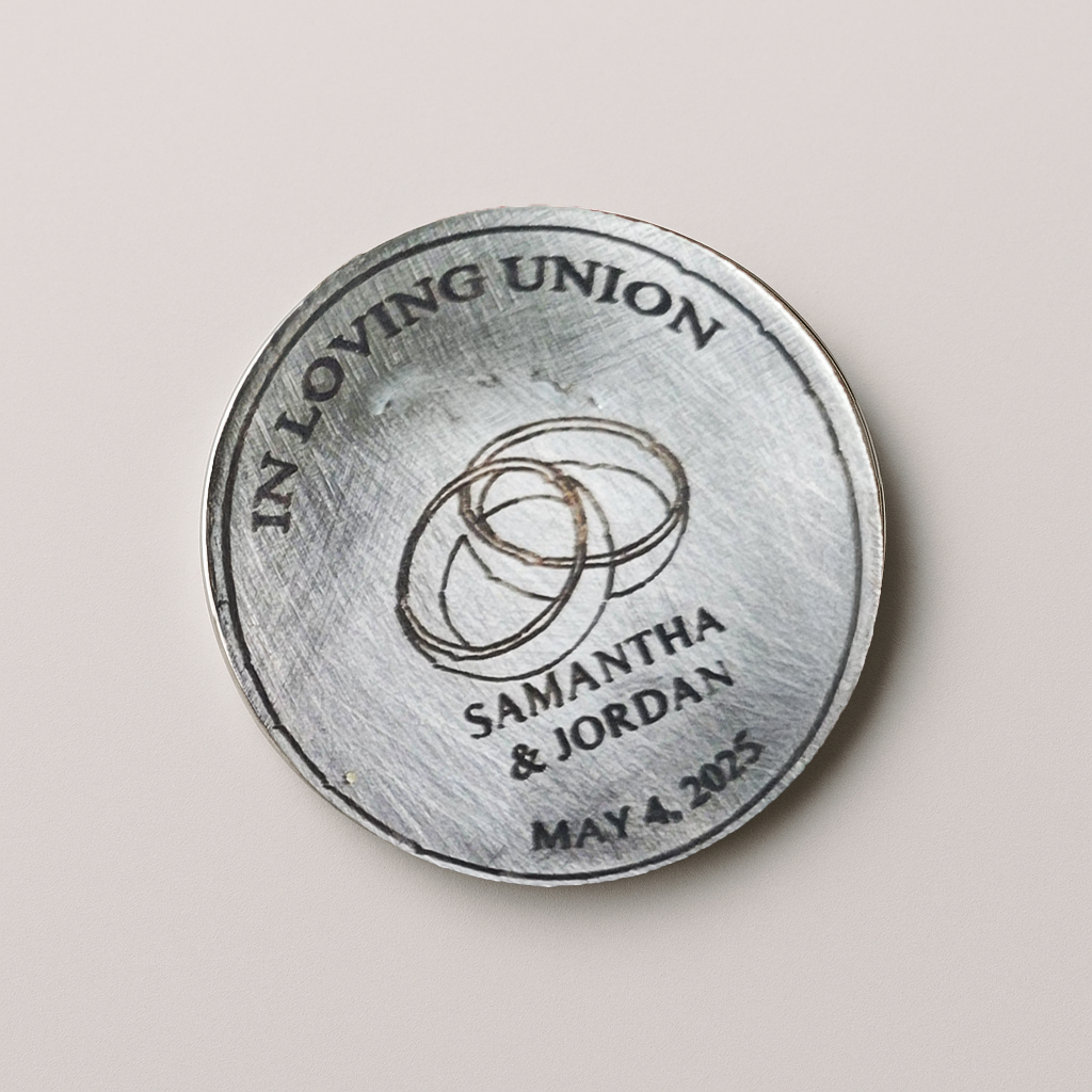 Personalized Wedding Coin – Custom Engraved Keepsake Gift for Couples or Guests