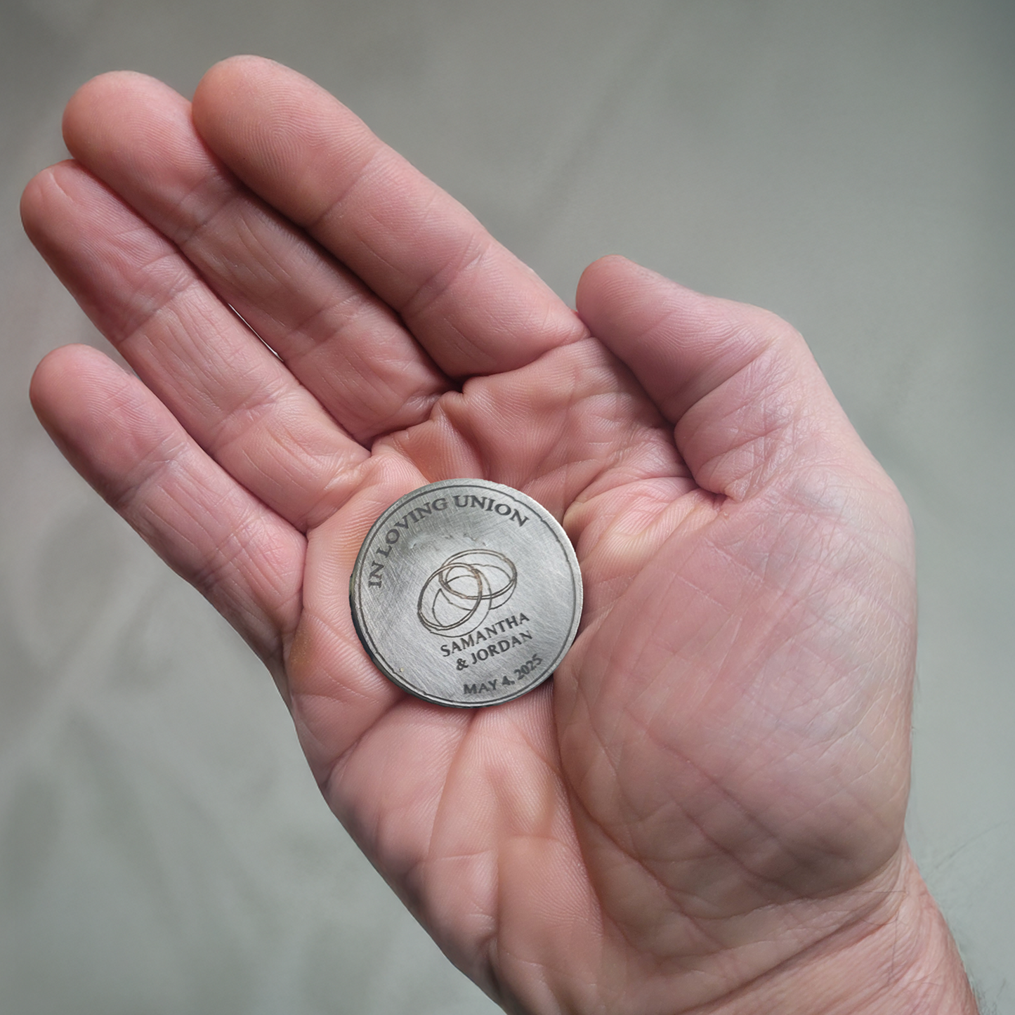 Personalized Wedding Coin – Custom Engraved Keepsake Gift for Couples or Guests