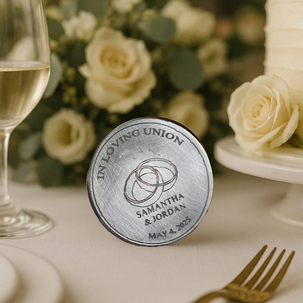 Personalized Wedding Coin – Custom Engraved Keepsake Gift for Couples or Guests