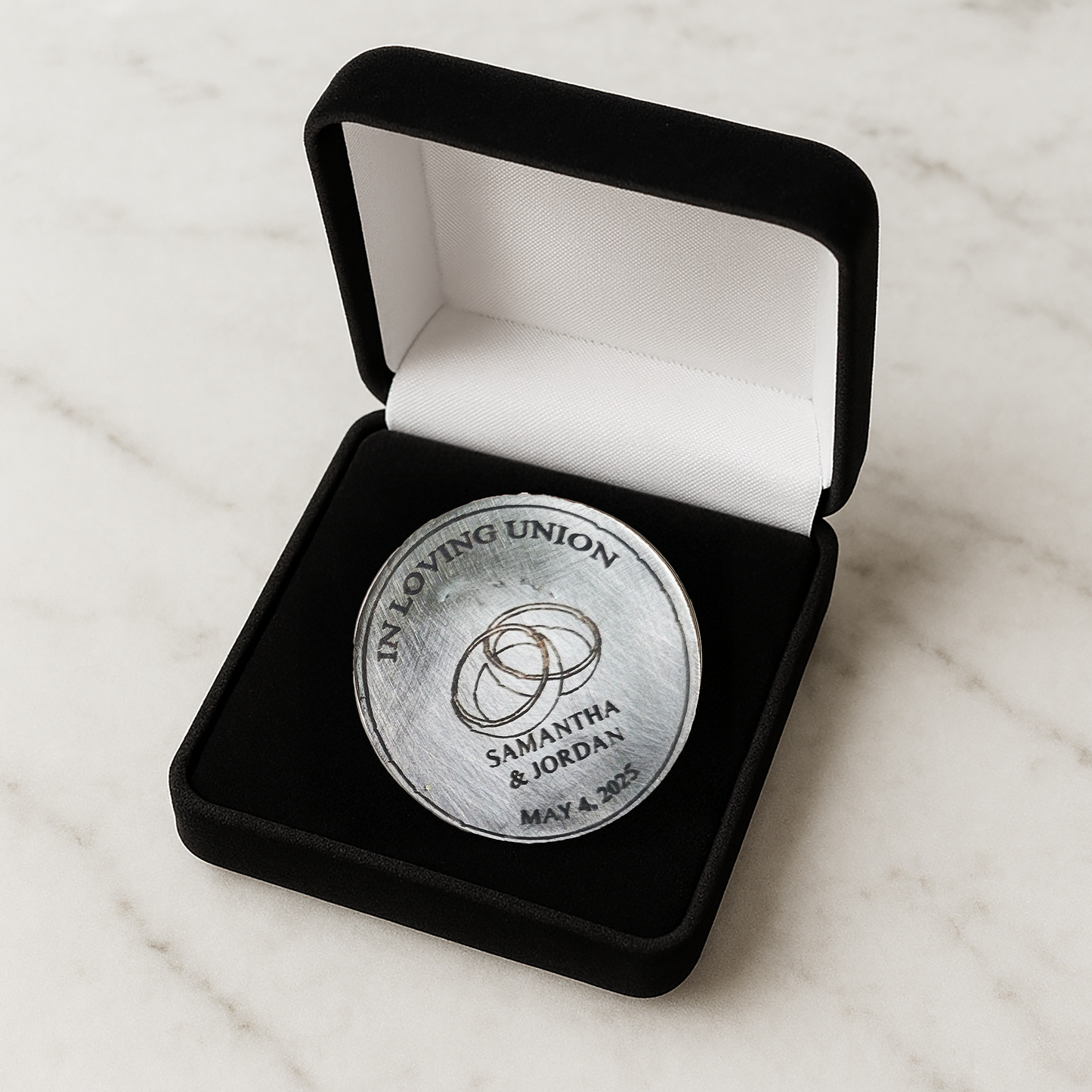 Personalized Wedding Coin – Custom Engraved Keepsake Gift for Couples or Guests