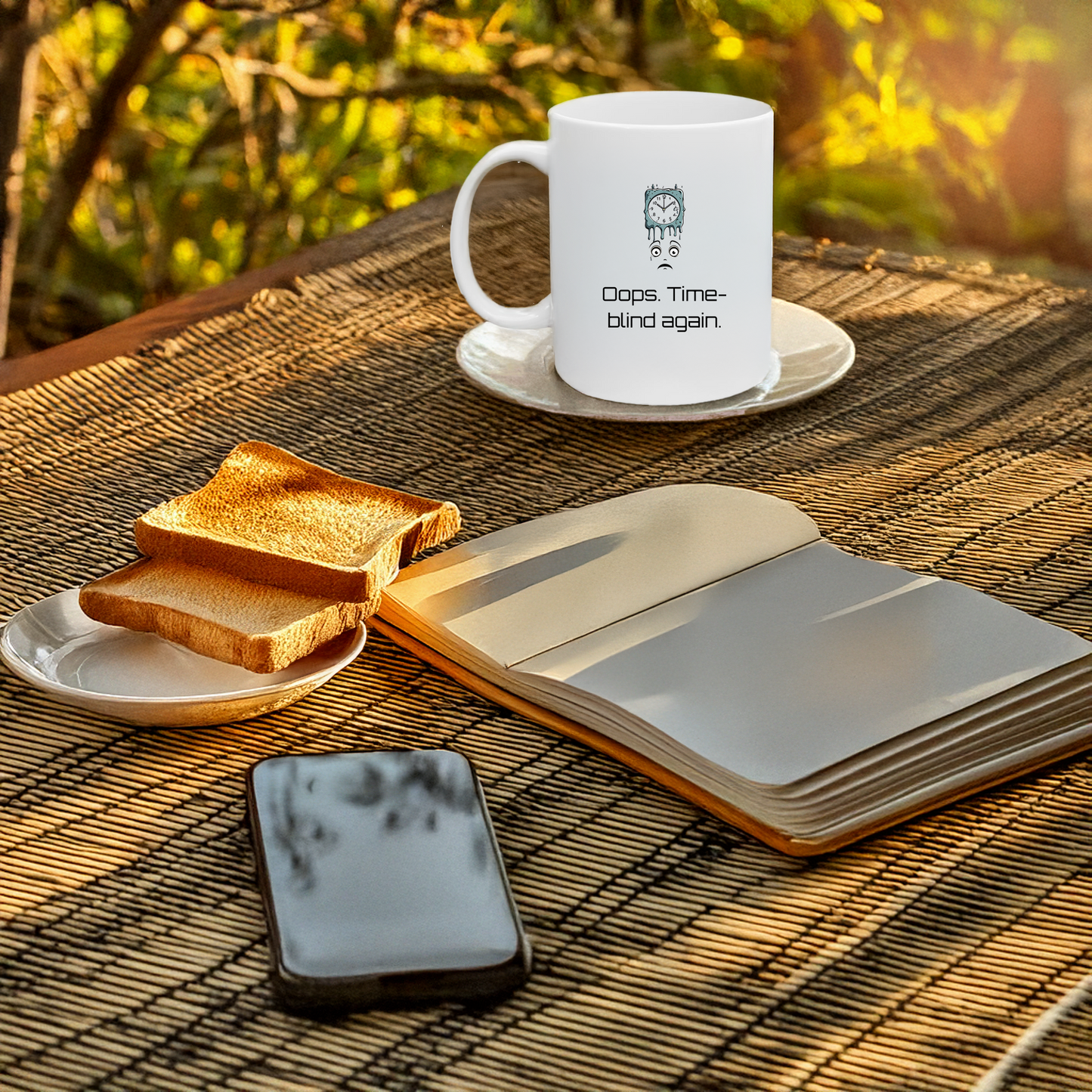 Oops, Time-Blind Again Mug – Funny ADHD Gift – Ceramic Mug for Chronically Late People