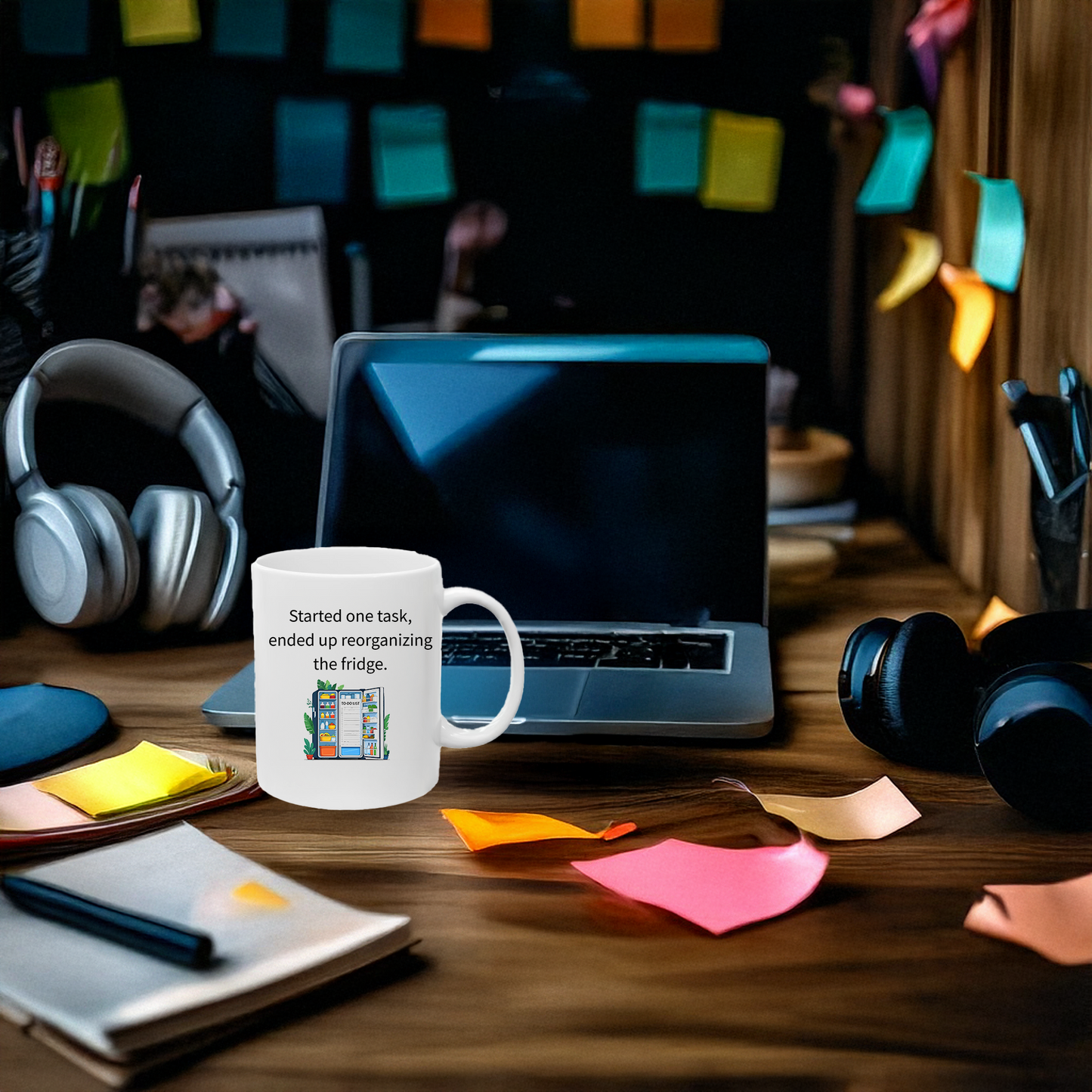 Started One Task, Fridge Reorganized Mug – Funny ADHD Coffee Cup – Neurodivergent Gift Idea