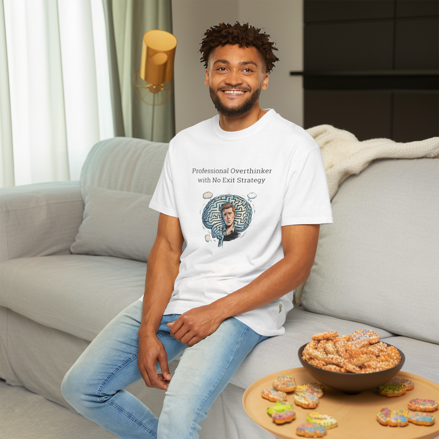 Professional Overthinker No Exit Strategy ADHD T Shirt Funny Brain Maze Design Comfort Colors Tee for Neurodivergent Adults