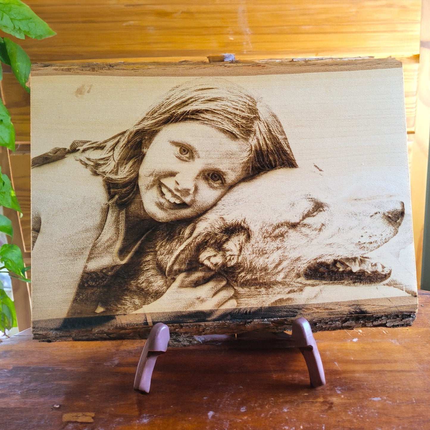 Engraved Photo on wood slice engraved photo on wood engraved photo wood photo custom Engraved Wood anniversary gift birthday family