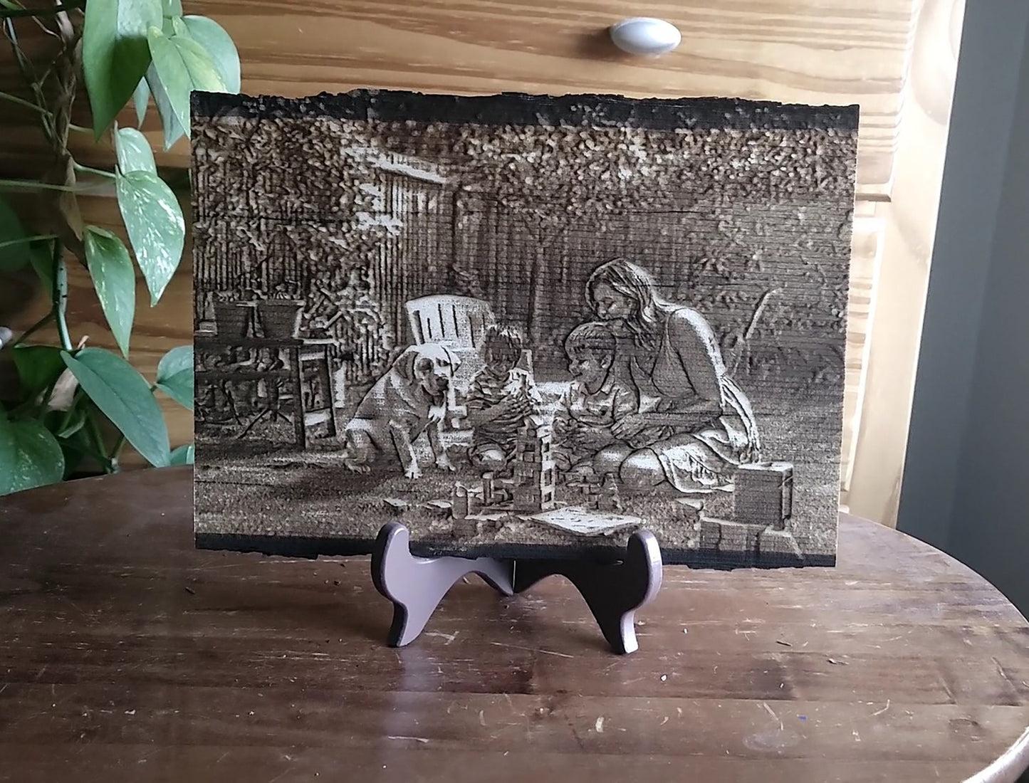 Custom Family Portrait Engraved Photo on Wood engraved photo wood photo custom Engraved Wood anniversary gift birthday wooden family photo