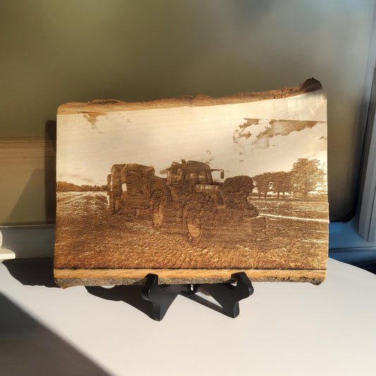 Rural landscape art rural America art  farmer ornament  landscape wall art Wood slice engraved photo wood burned wood photo personal photo