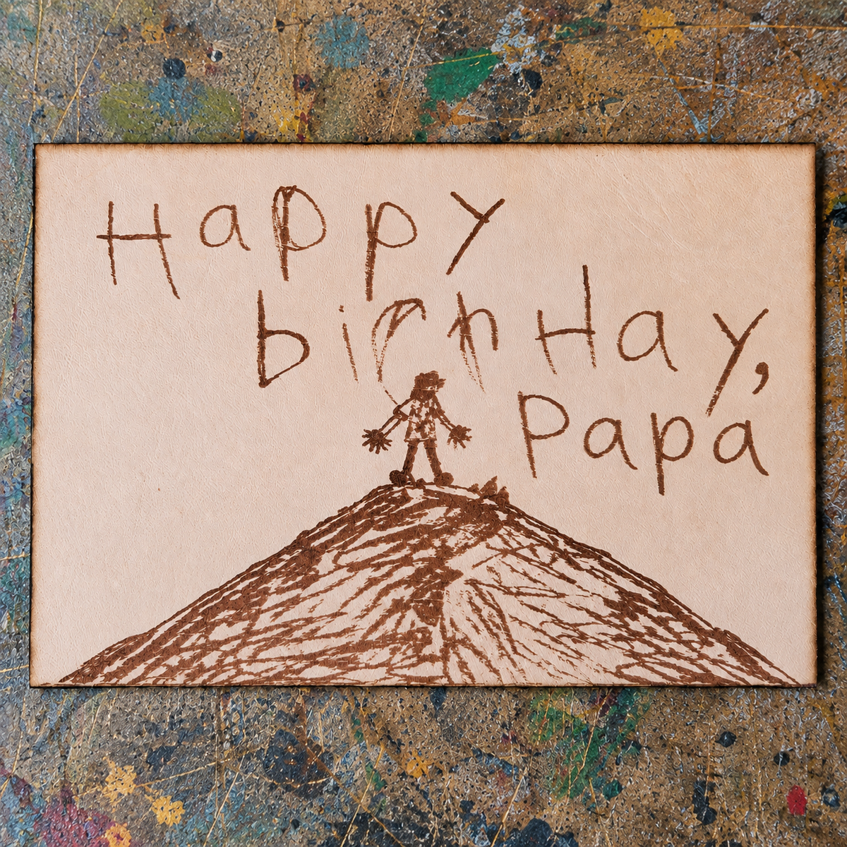 Personalized Framed Leather Keepsake – Your Handwriting or Drawing