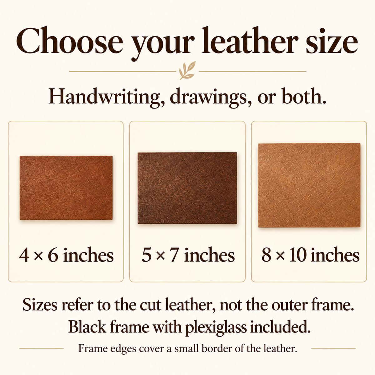 Personalized Framed Leather Keepsake – Your Handwriting or Drawing